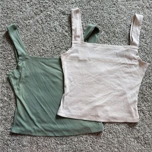 SHEIN Ribbed Tube Top in Light Green and White
